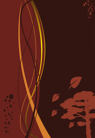 brown background with tree and dotsのイラスト素材