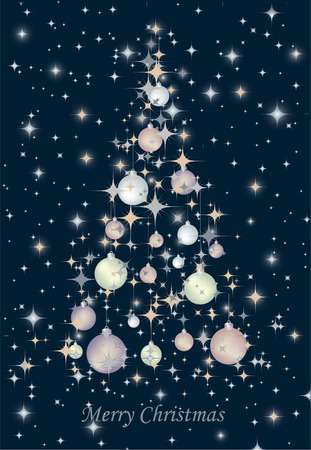 Christmas tree isolated on blue background. Vector illustrationのイラスト素材