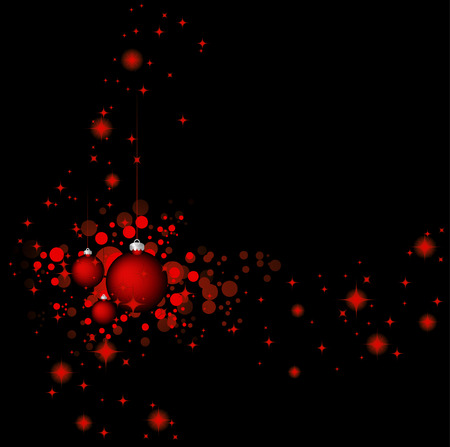 Red Christmas balls isolated on black background. Vector illustrationのイラスト素材
