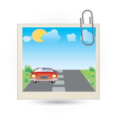 photo icon with red carのイラスト素材