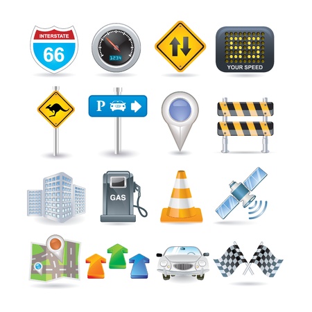 road and car icon setのイラスト素材