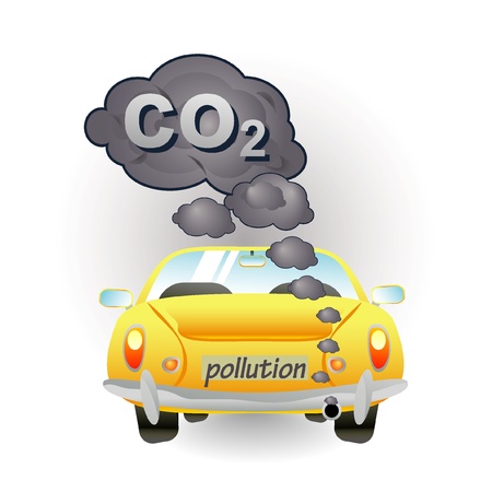 yellow car pollution iconのイラスト素材