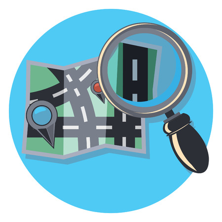 search circle icon with shadowのイラスト素材