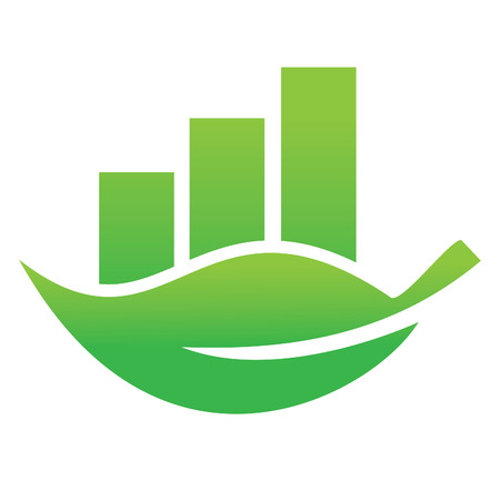 Green leaf economy bar icon design. Finance and business growth vector icon design template.のイラスト素材