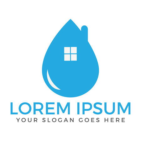 Blue water drop home logo design.のイラスト素材