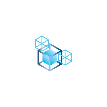 Blockchain Logo Template. Data base or hosting server company logo.のイラスト素材