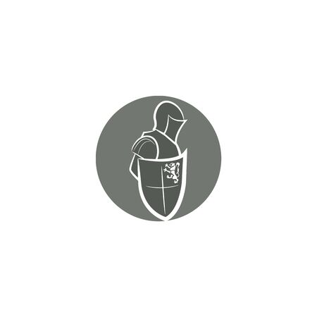 Knight holds a shield vector logo design. Warrior or defender vector logo design.のイラスト素材