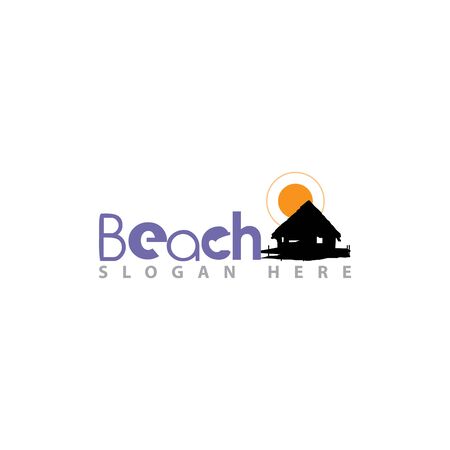Beach House Logo Design. Beach Resort, Village Logo.のイラスト素材