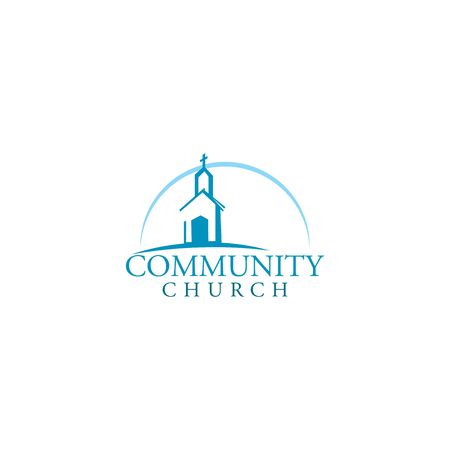 Church building vector logo design. Template logo for churches and Christian organizations cross.のイラスト素材