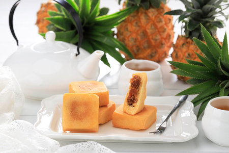 Taiwan Traditional Chinese Pineapple Tarts Cookies. Nastar Taiwan or Hongkong.の写真素材