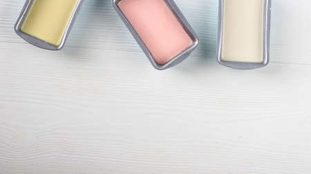 Copy Space Three Color Batter Making Mochi or Snowskin Mooncake, Asian Popular Snack. Selected Focus