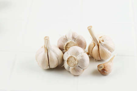 Garlic Bulb Isolated on White, Copy Space