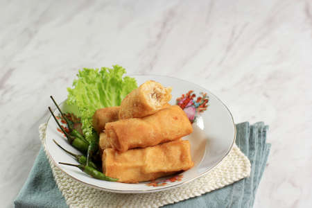 Sosis Solo or Fried Egg Crepe with Minced Beef or Chicken Filling. Popular snack from Solo Indonesia...