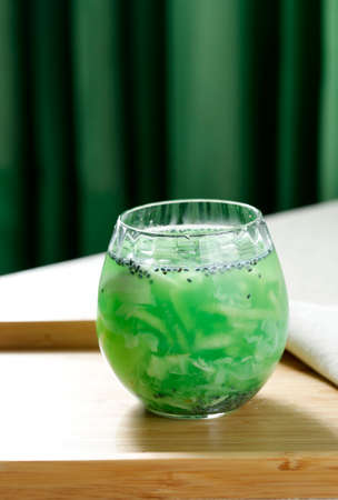 Selected Focus Es Kuwut. Traditional Balinese Fruit Fresh Drink, Shredded Melon and Young Coconut...