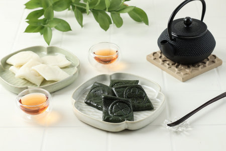 Jeolpyeon, Korean Traditional Rice Cake. Made of Glutinous Rice Flour, Steamed and Pounded into...