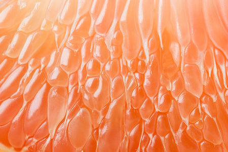 Red Pomelo Fruit Peeled Texture, Macro Photographyの写真素材