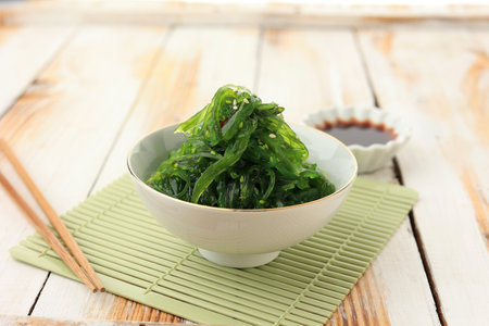 Fresh Seaweed Salad or Chuka Wakame, Japanese Foodの写真素材