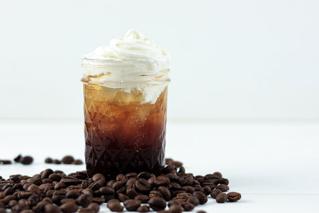 Black Iced Coffee with Whip Cream Topping