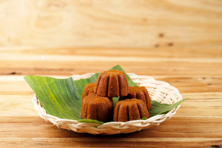 Bolu Sakura Steamed Caramel Cake, Made from Caramel with Cake Batter from Egg, Sugar, Flour, and Butter.の写真素材