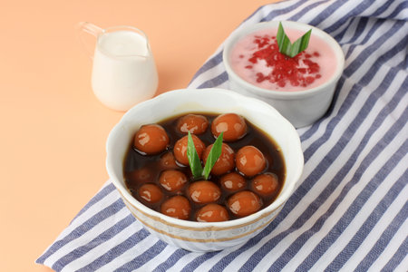 Kolak Biji Salak Bubur Mutiara, Indonesia Traditional Sweet Porridge for Ramadan Tajilの写真素材