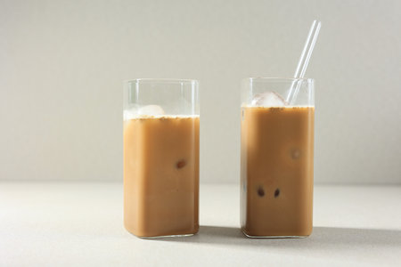 Two Glass Ice Espresso and Cappuccino, Copy Space for Text