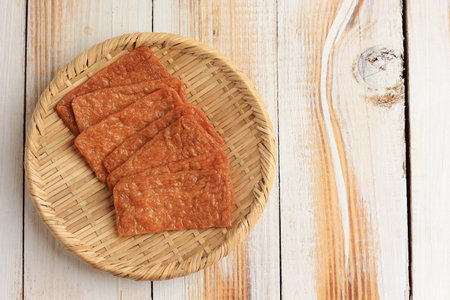 Top View Sliced Abura Age Japanese Tofu Pocket Inari Sushi