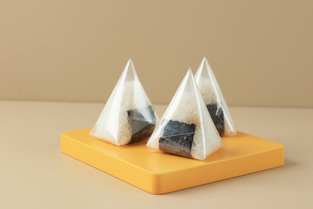Japanese Onigiri Wrapped with Plastic, Copy Space for text