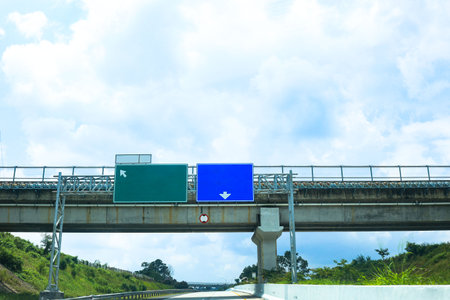 Freeway Toll Road Sign at Jalan Tol Cisumdawu with Sky Sceneryの写真素材