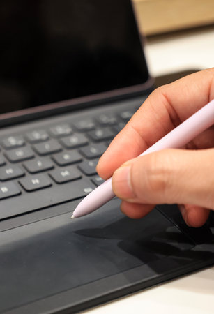 Using White Stylus Pen on Digital Tablet