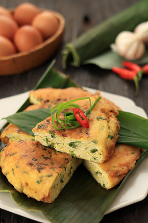 Fried Scrambled Eggs or Telur Dadar Padang, Rumah Makan Padang Restaurant Special Dish Made from...