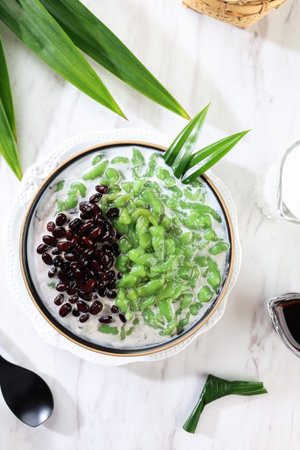 Top View Cendol with Red Bean, Malay Popular Dessertの写真素材