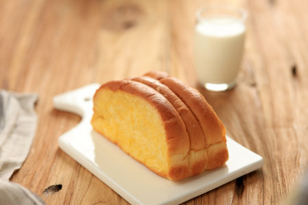 Roti Sisir Jadul, Homemade Sweet Soft Pull Over Bread with Margarine and Sugar Spread.の写真素材