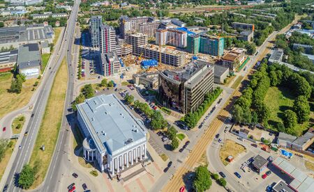 JUNE 4, 2017 - RIGA, LATVIA: Former cycle track (velotreks "Marss") surroundings in Teika district, view from aboveのeditorial素材
