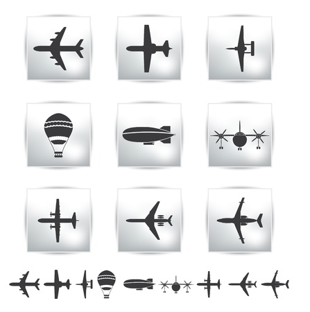 collection different airplane silhouettes のイラスト素材