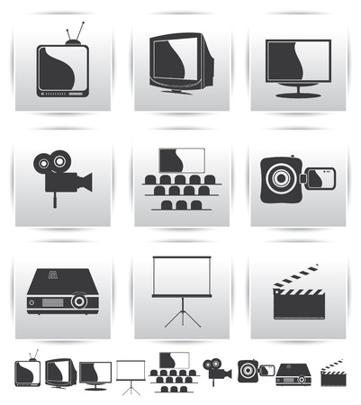  Movie icons  Film and square grayのイラスト素材