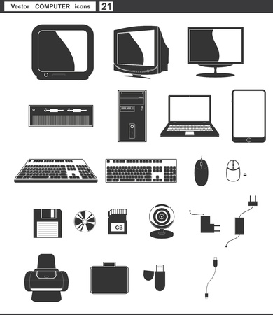 set web icons  retro monitor and computerのイラスト素材