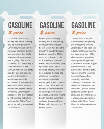 Set of banners with jerrycan   gas pump on whiteのイラスト素材