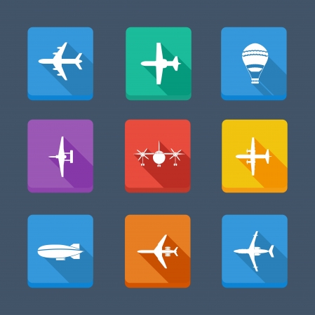 collection airplane and gray  Set iconsの写真素材