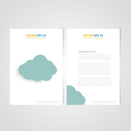 Flyer template back and front design. Brochure design templates collection with cloud Iconsのイラスト素材