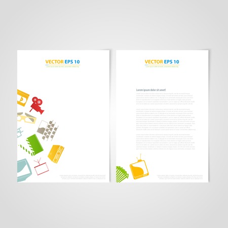Flyer template back and front design. Brochure design templates collection with media iconsのイラスト素材