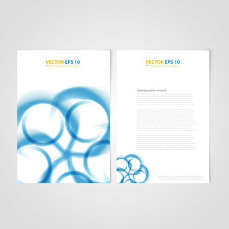 Flyer template back and front design. Brochure design templates collection with blue curveのイラスト素材