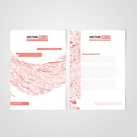 Flyer template back and front design. Brochure design templates collection with red paperのイラスト素材