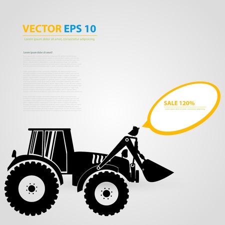 tractor icons. Black auto silhouettes のイラスト素材