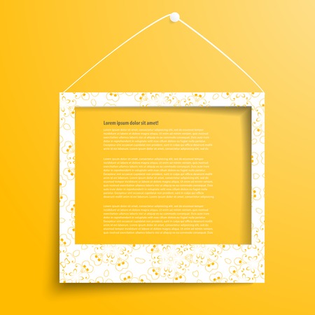 white frame on the yellow wallのイラスト素材