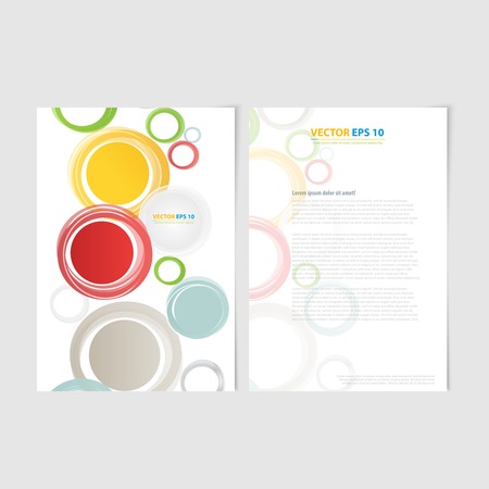 Flyer template back and front design. Brochure design templates collection with color circlessのイラスト素材