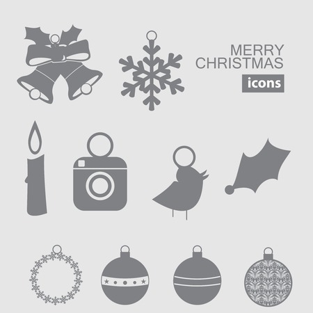 Christmas and New Year icon silhouetteのイラスト素材