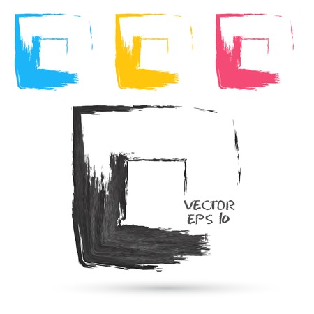 Set of bright color squares. Vector grunge design elements.のイラスト素材