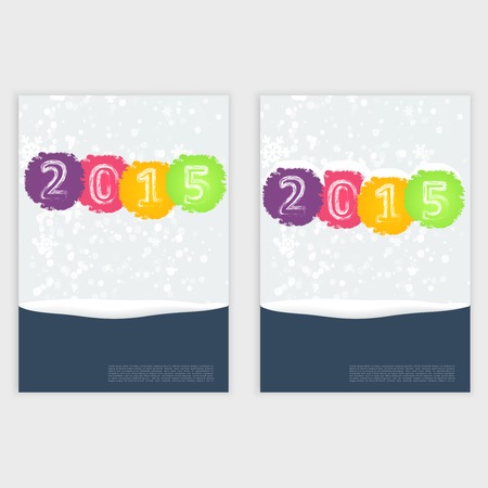 Vector Winter Christmas Blurred with Glow Snowflakes.  Brochure design templates collectionのイラスト素材