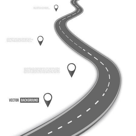 Vector path on the road. Background infographic