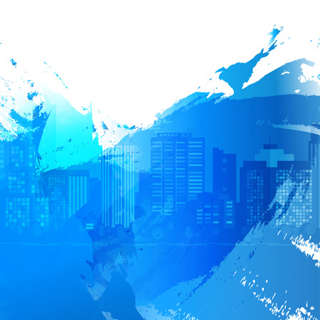 Vector Bright watercolor stains. Blue ink and splatterのイラスト素材